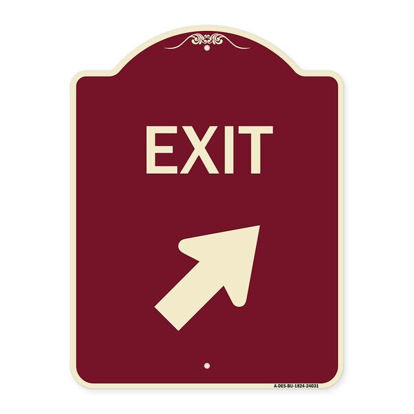 Exit Exit with Right Arrow Heavy-Gauge Aluminum Architectural Sign, 24" H, 18" L, BU-1824-24031